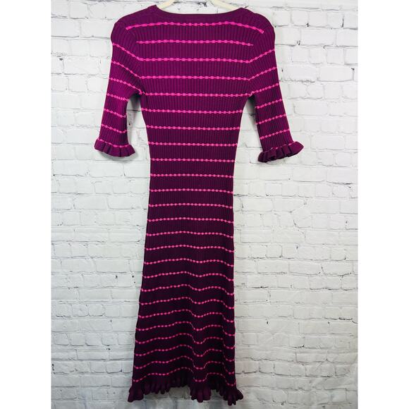 Betsey Johnson NWT Striped Ruffle Trim Sweater Dress - Picture 8 of 10